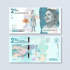 Colombia 2000 Pesos, 2017, B993c, P458c, UNC - Robert's World Money - World Banknotes