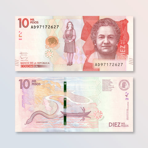 Colombia 10000 Pesos, 2016, B995b, P460, UNC - Robert's World Money - World Banknotes