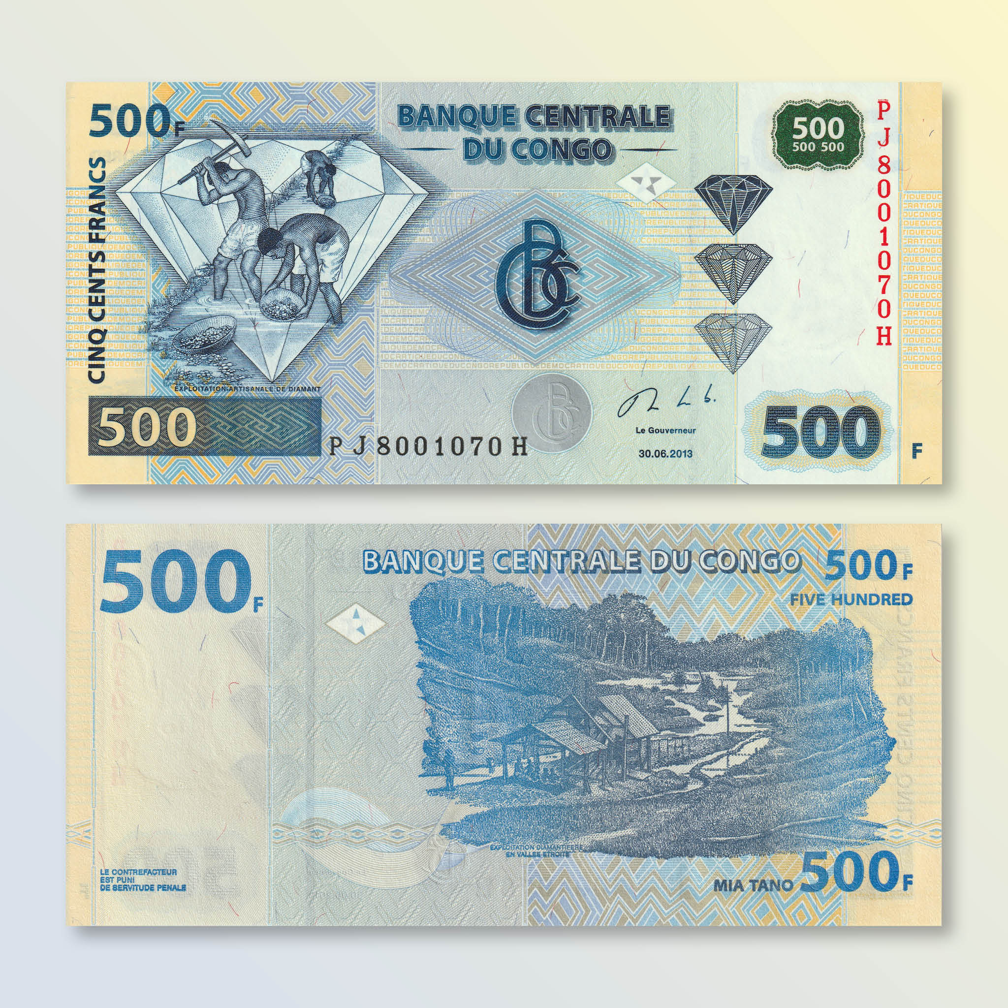 Congo Democratic Republic 500 Francs, 2013, B317d, P96a, UNC - Robert's World Money - World Banknotes