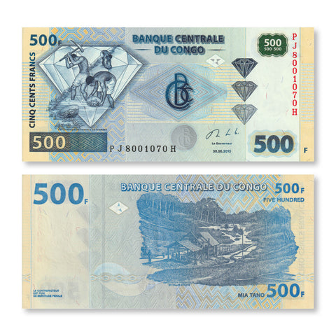 Congo Democratic Republic 500 Francs, 2013, B317d, P96a, UNC - Robert's World Money - World Banknotes