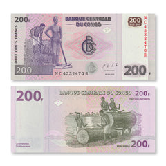 Congo Democratic Republic 200 Francs, 2013, B321c, P99b, UNC - Robert's World Money - World Banknotes
