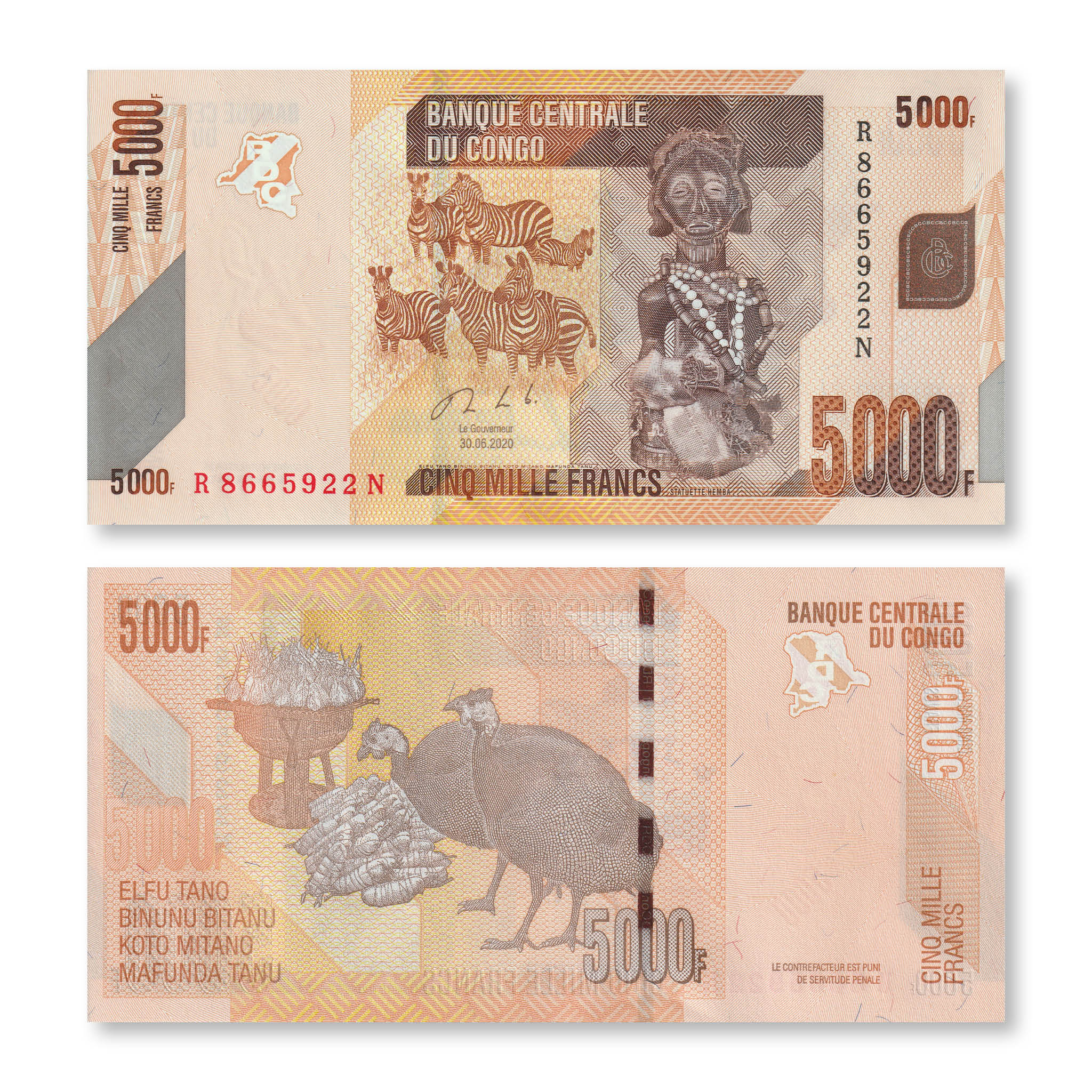 Congo Democratic Republic 5000 Francs, 2020, B324c, P102, UNC - Robert's World Money - World Banknotes