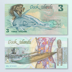 Cook Islands 3 Dollars, 1992,Pacific Arts Commemorative, B106a, P6, UNC