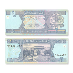 Afghanistan 2 Afghanis, 2002, B349a, P65a, UNC - Robert's World Money - World Banknotes