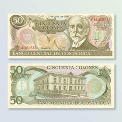 Costa Rica 50 Colones, 1993, B536g, P257a, UNC - Robert's World Money - World Banknotes