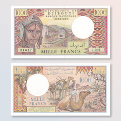Djibouti 1000 Francs, 1991, B102f, P37e, UNC