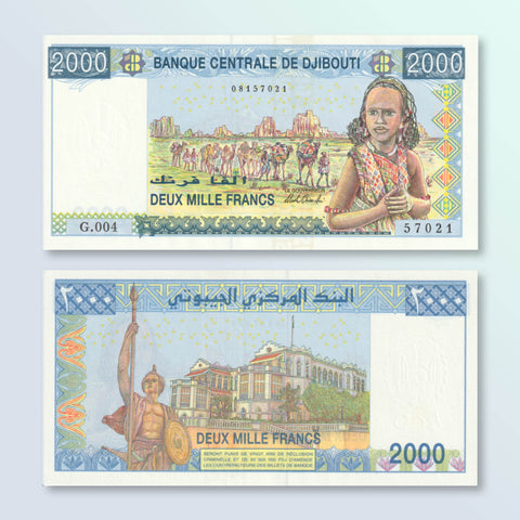 Djibouti 2000 Francs, 2008, B202b, P43, UNC - Robert's World Money - World Banknotes