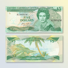 East Caribbean States 5 Dollars, 1987, B202m, P18m, UNC - Robert's World Money - World Banknotes