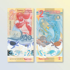 East Caribbean States 2 Dollars, 2023 Commemorative, B245a, UNC - Robert's World Money - World Banknotes