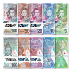 East Caribbean States Full Set: 5–100 Dollars, 2019 & 2021, B240–B244, UNC