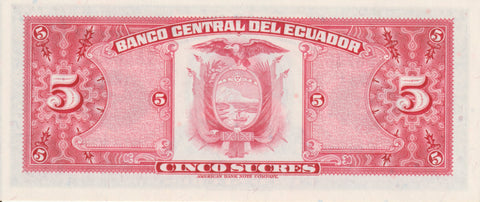 Ecuador 5 Sucres, 1983, P108b, UNC - Robert's World Money - World Banknotes