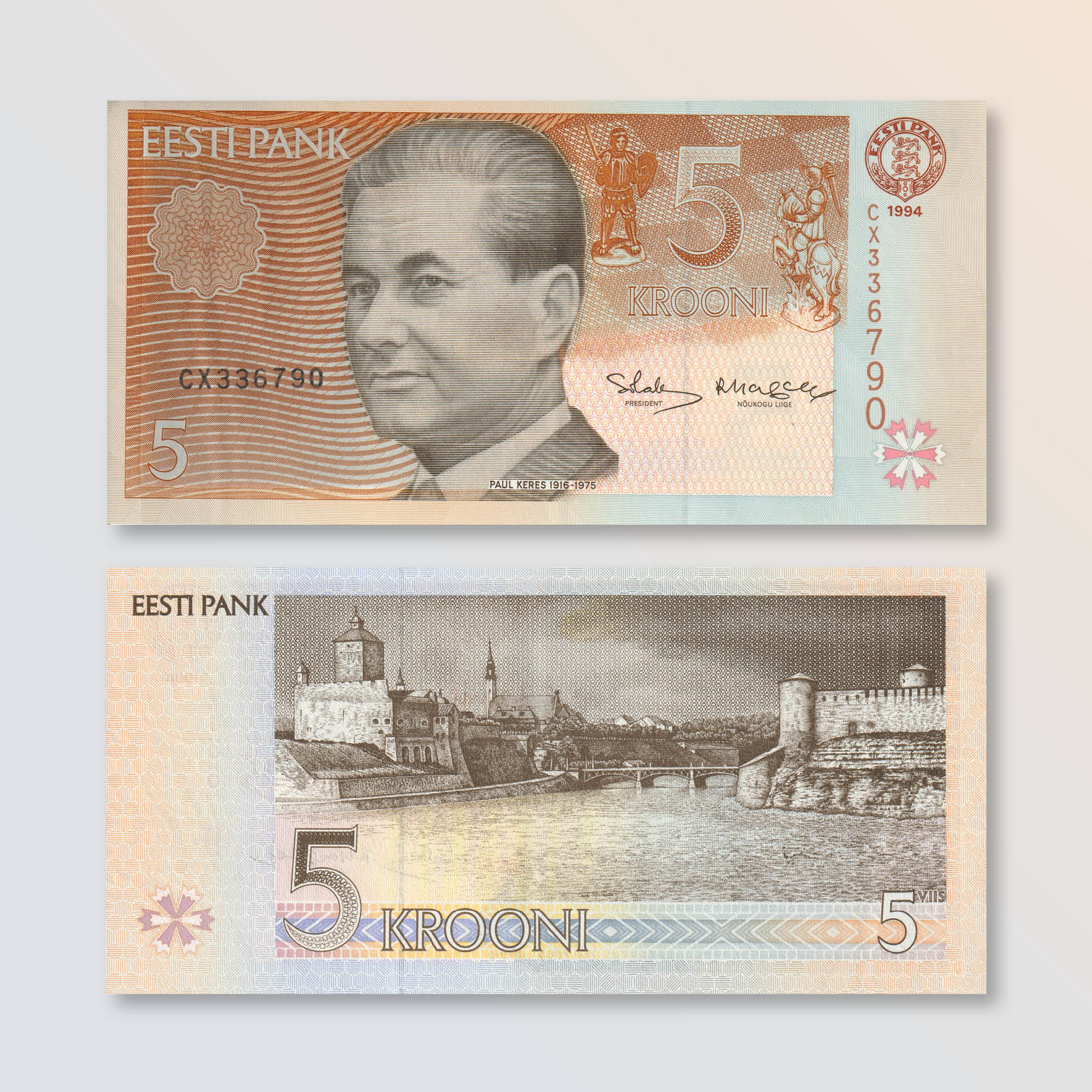Estonia 5 Krooni, 1994, B219a, P76a, UNC - Robert's World Money - World Banknotes