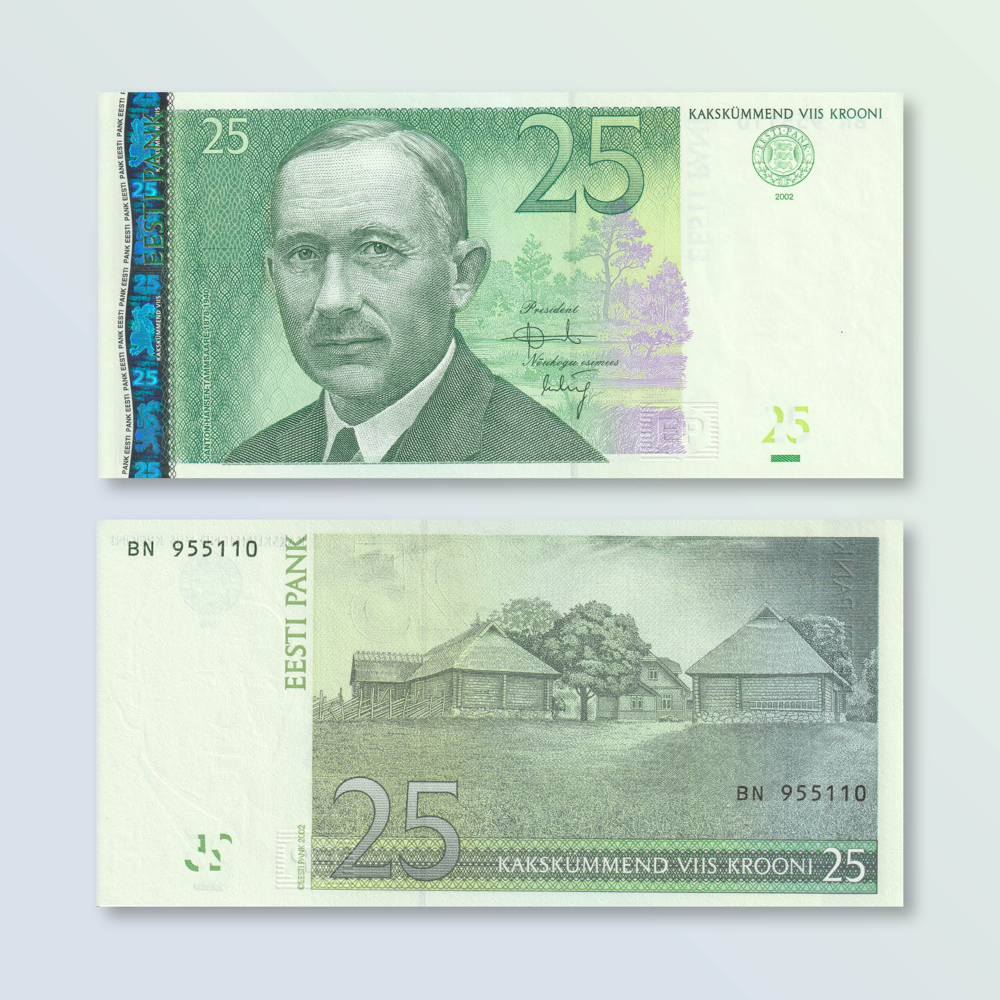 Estonia 25 Krooni, 2002, B229a, P84a, UNC - Robert's World Money - World Banknotes