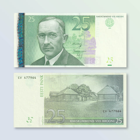 Estonia 25 Krooni, 2007, B229b, P87, UNC - Robert's World Money - World Banknotes