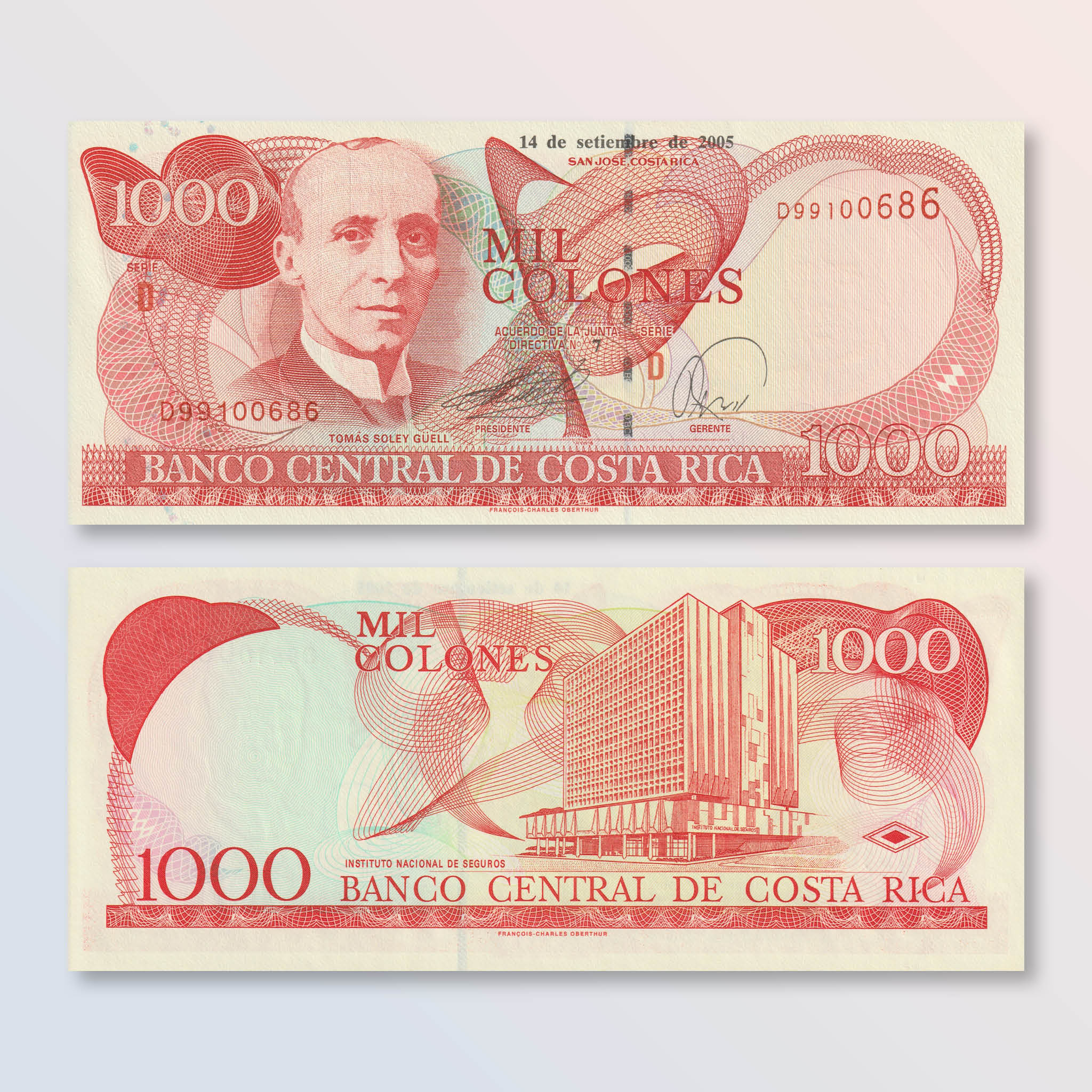 Costa Rica 1000 Colones, 2005, B546f, P264f, UNC - Robert's World Money - World Banknotes
