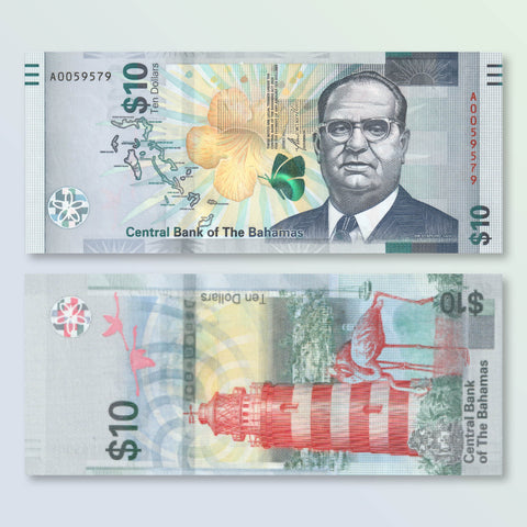 Bahamas 10 Dollars, 2022, B356a, UNC - Robert's World Money - World Banknotes