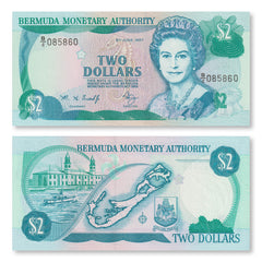 Bermuda 2 Dollars, 1997, B214b, P40Ab, UNC - Robert's World Money - World Banknotes