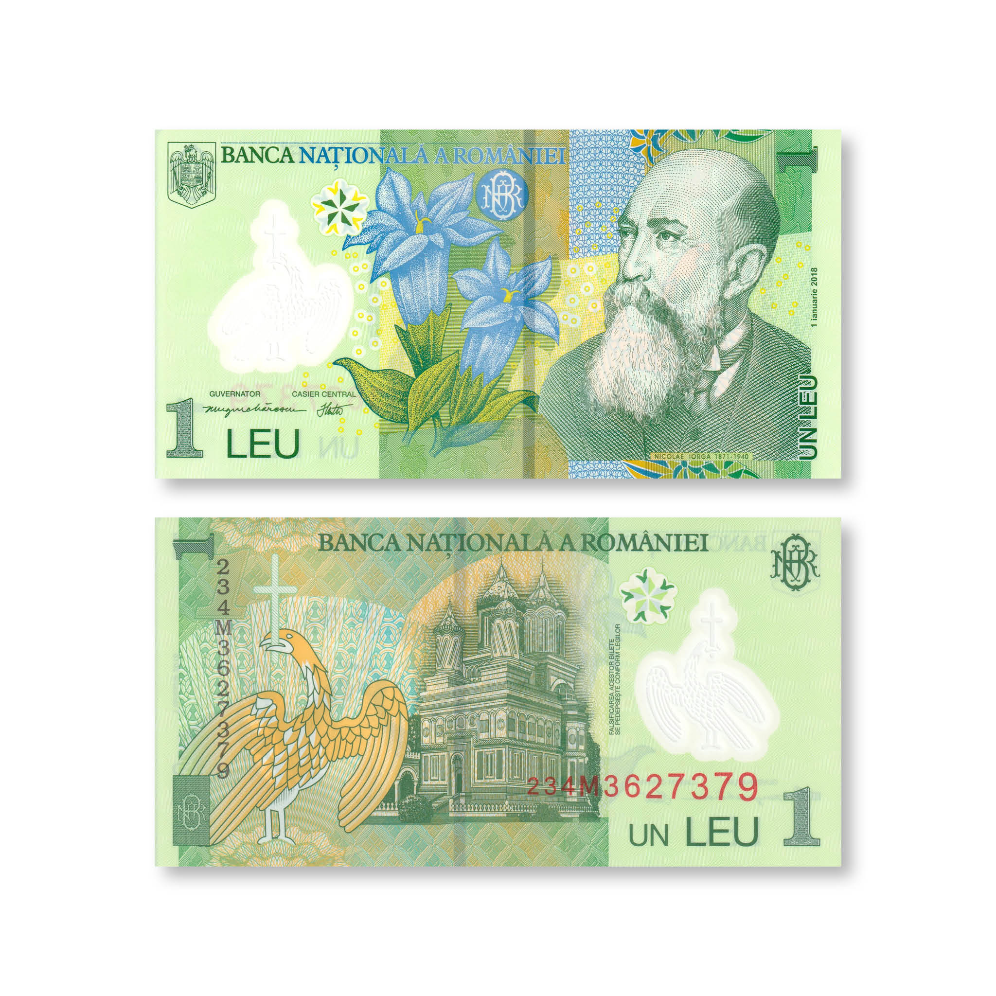Romania 1 Leu, 2018 (2023), B286e, P117, UNC - Robert's World Money - World Banknotes