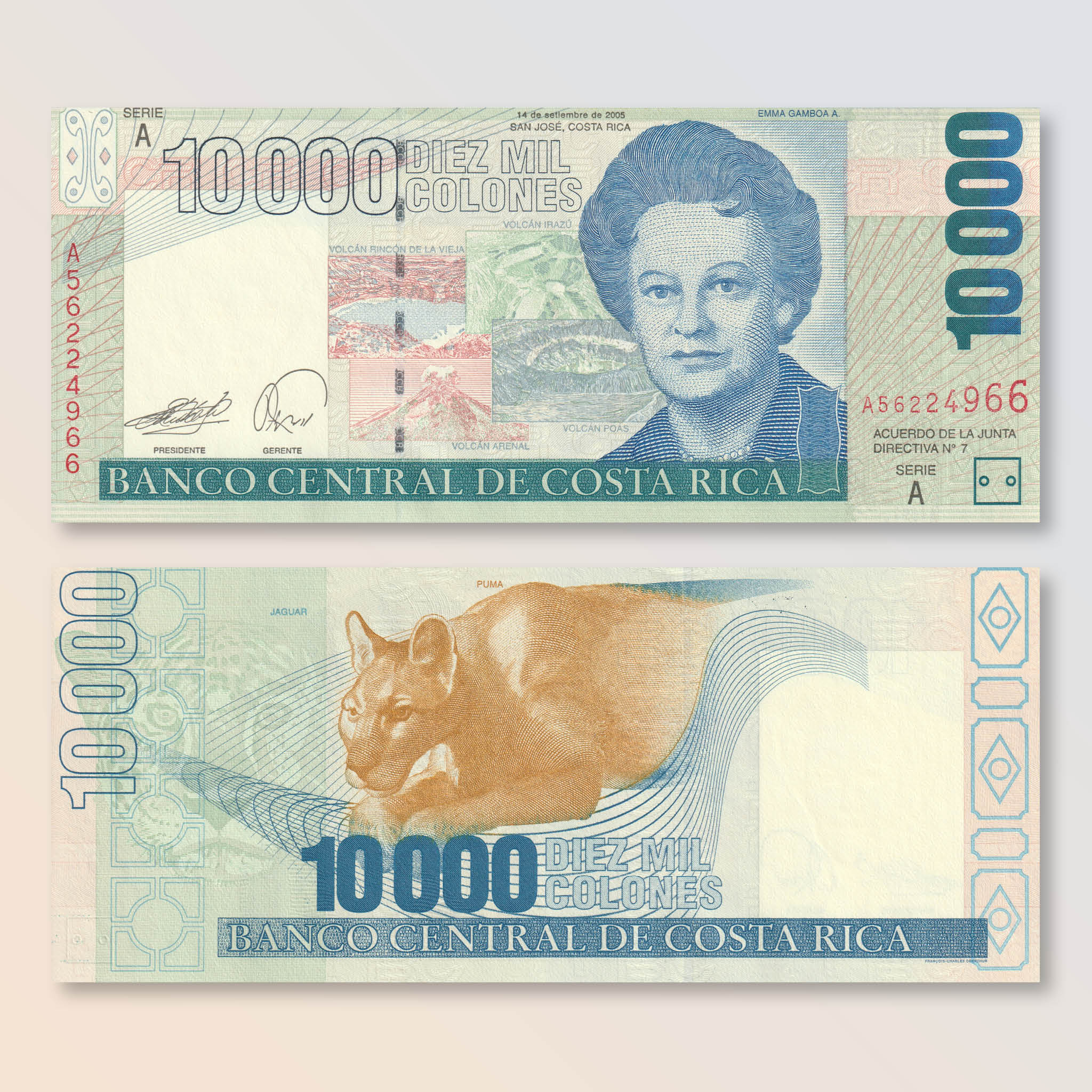 Costa Rica 10000 Colones, 2005, B551d, P267d, UNC - Robert's World Money - World Banknotes