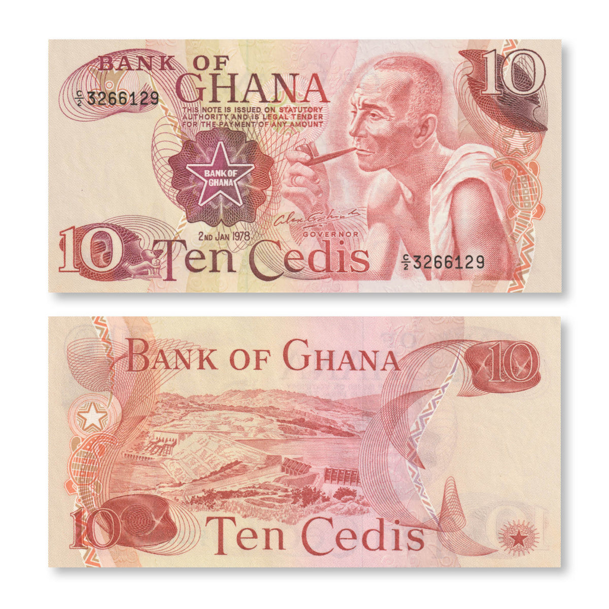 Ghana 10 Cedis, 1978, B117f, P17f, UNC