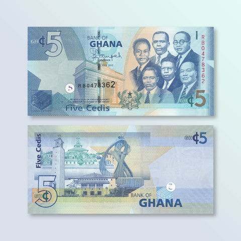 Ghana 5 Cedis, 2015, B146f, P38f, UNC