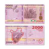 Burundi 2000 Francs, 2018, B238b, P52, UNC - Robert's World Money - World Banknotes