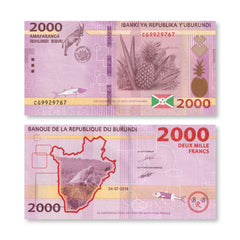 Burundi 2000 Francs, 2018, B238b, P52, UNC - Robert's World Money - World Banknotes