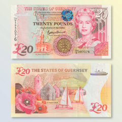 Guernsey 20 Pounds, 2018, 100th WWI Commemorative, B168a, UNC