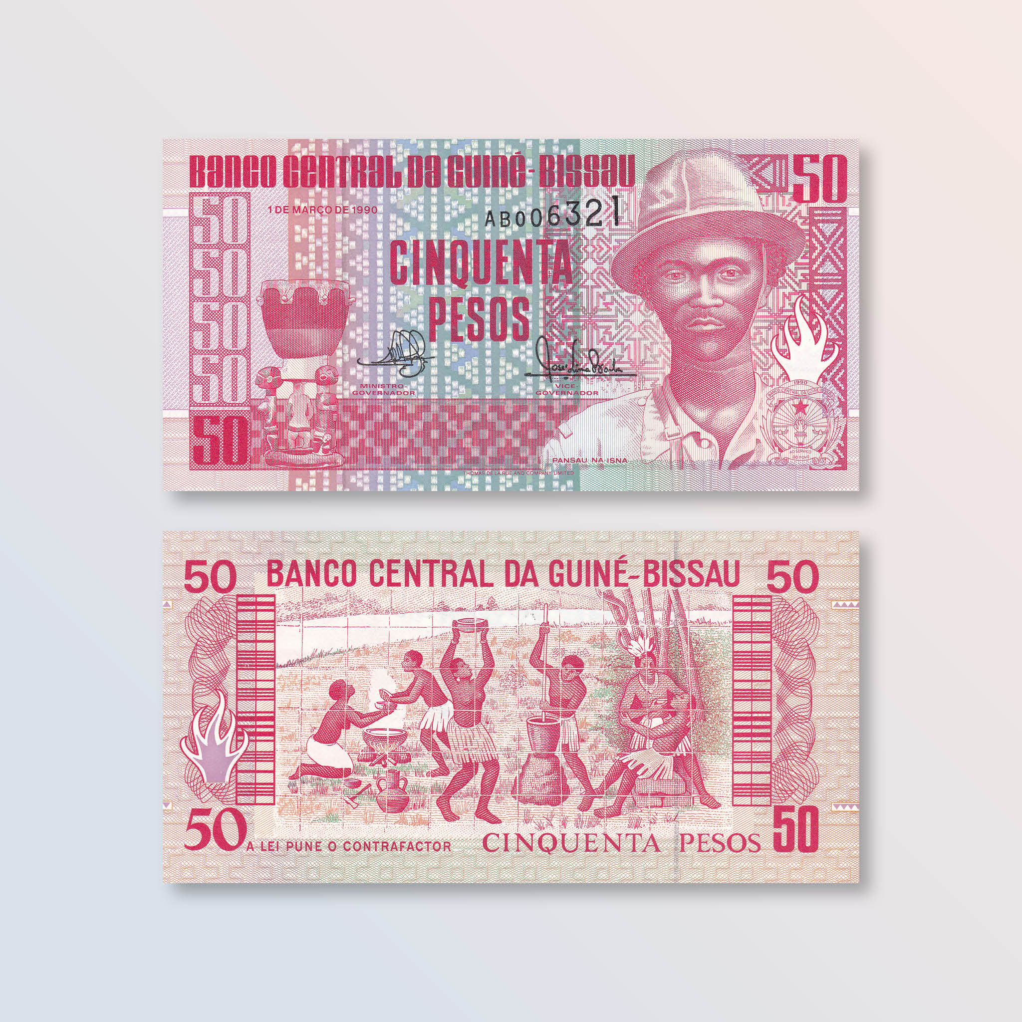 Guinea-Bissau 50 Pesos, 1990, B201a, P10, UNC - Robert's World Money - World Banknotes