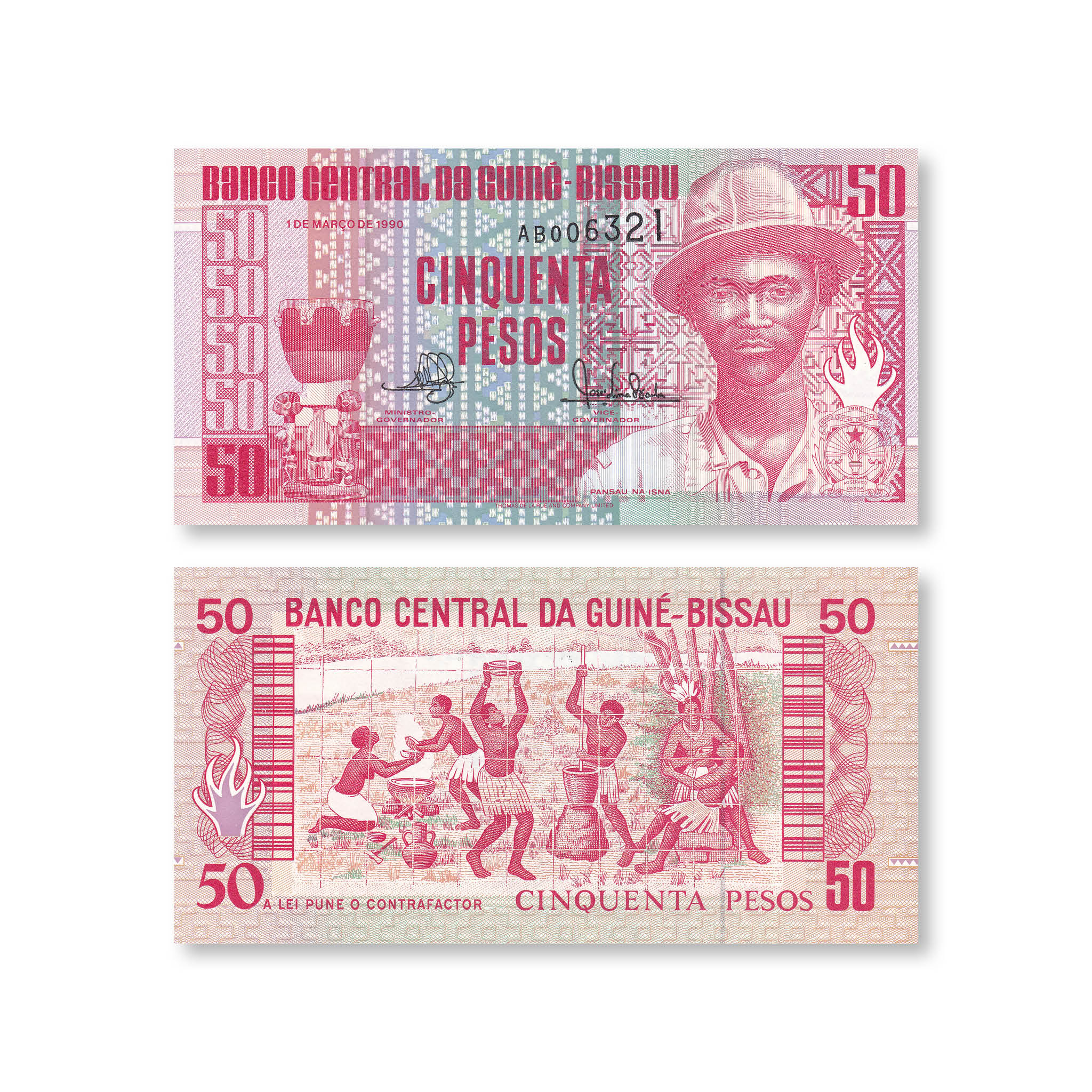 Guinea-Bissau 50 Pesos, 1990, B201a, P10, UNC - Robert's World Money - World Banknotes