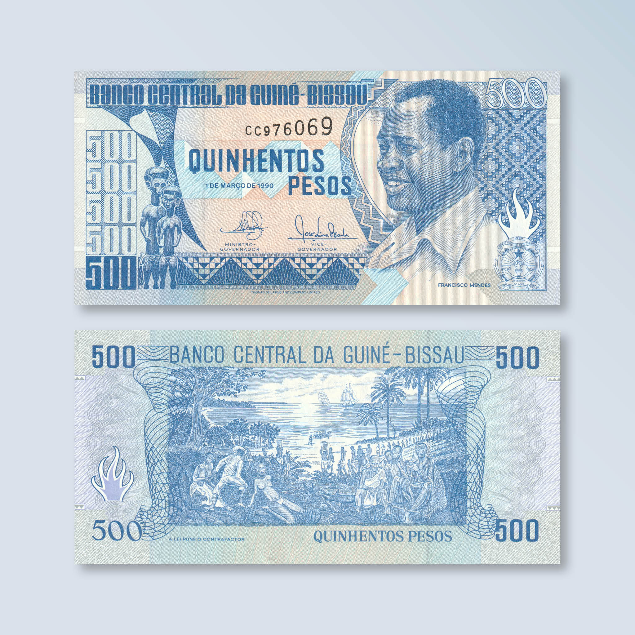 Guinea-Bissau 500 Pesos, 1990, B203a, P12, UNC - Robert's World Money - World Banknotes