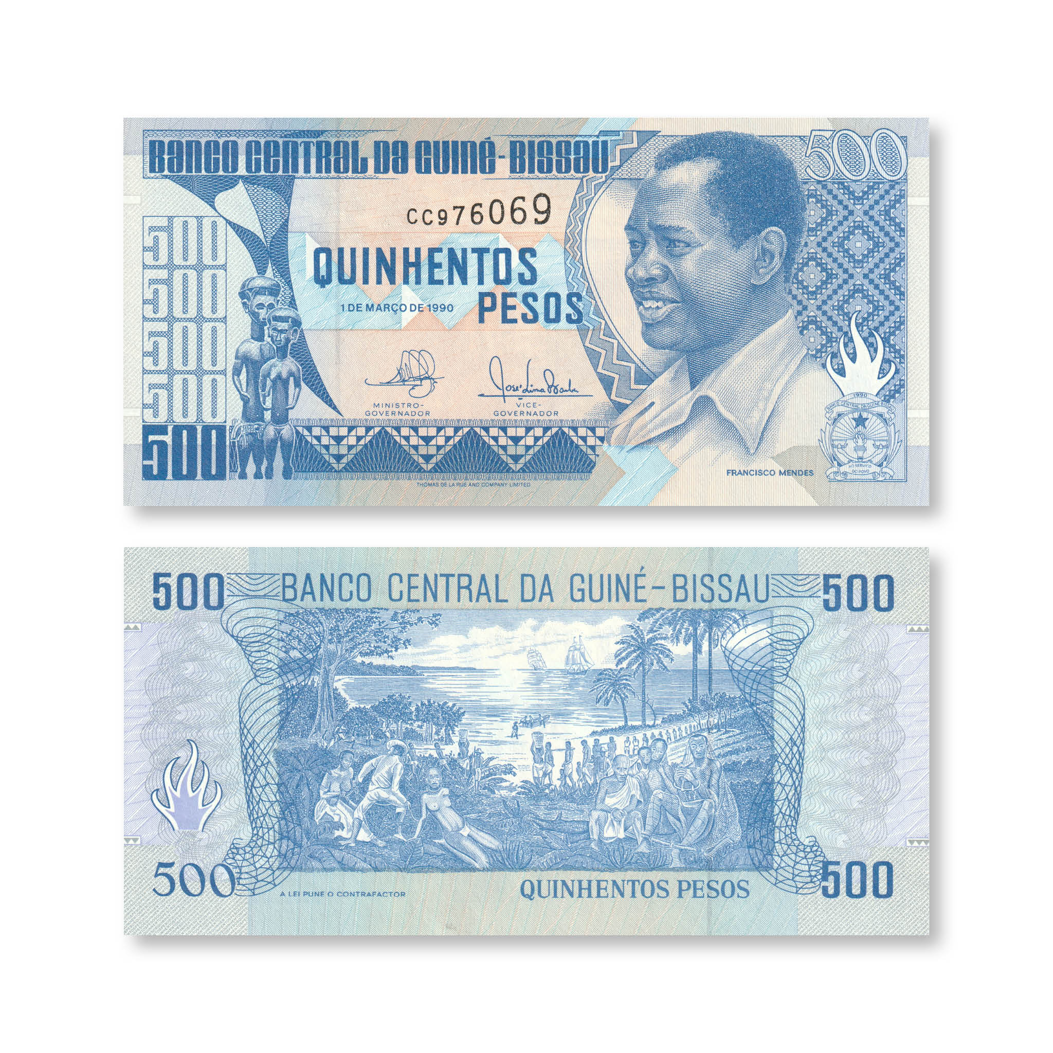 Guinea-Bissau 500 Pesos, 1990, B203a, P12, UNC - Robert's World Money - World Banknotes