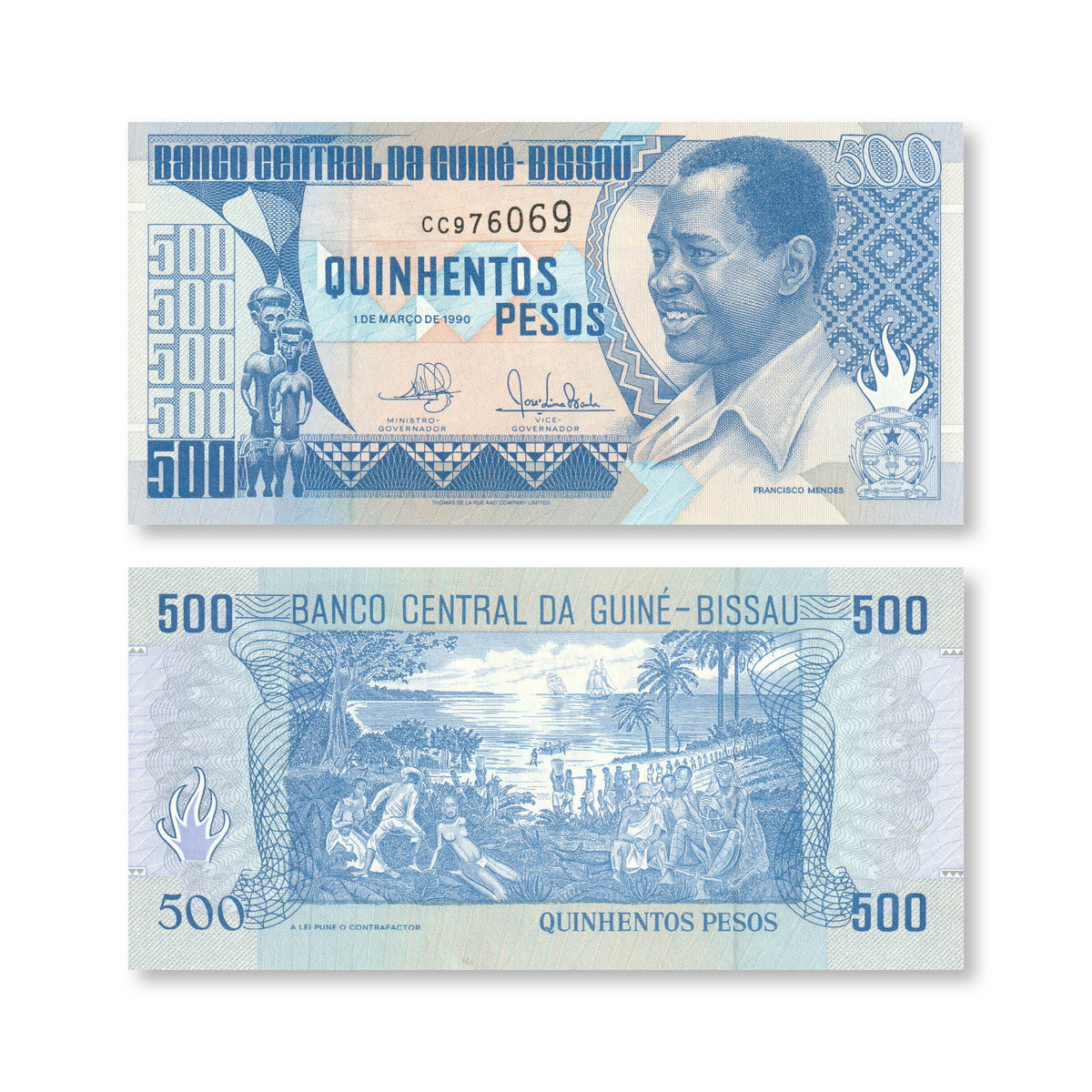 Guinea-Bissau 500 Pesos, 1990, B203a, P12, UNC - Robert's World Money - World Banknotes