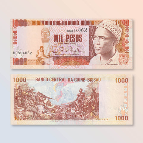 Guinea-Bissau 1000 Pesos, 1993, B204b, P13b, UNC - Robert's World Money - World Banknotes