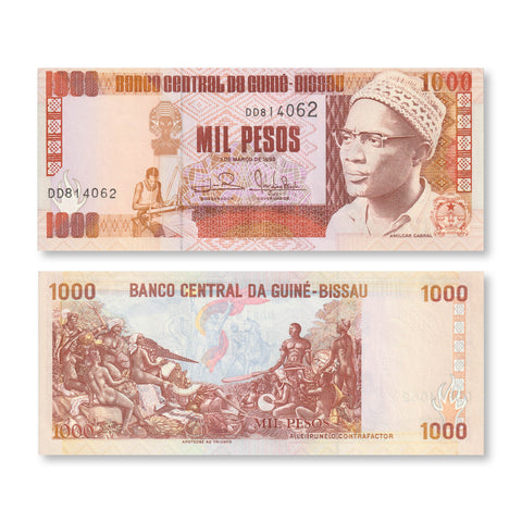 Guinea-Bissau 1000 Pesos, 1993, B204b, P13b, UNC - Robert's World Money - World Banknotes