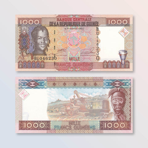 Guinea 1000 Francs, 2006, B329a, P40, UNC - Robert's World Money - World Banknotes