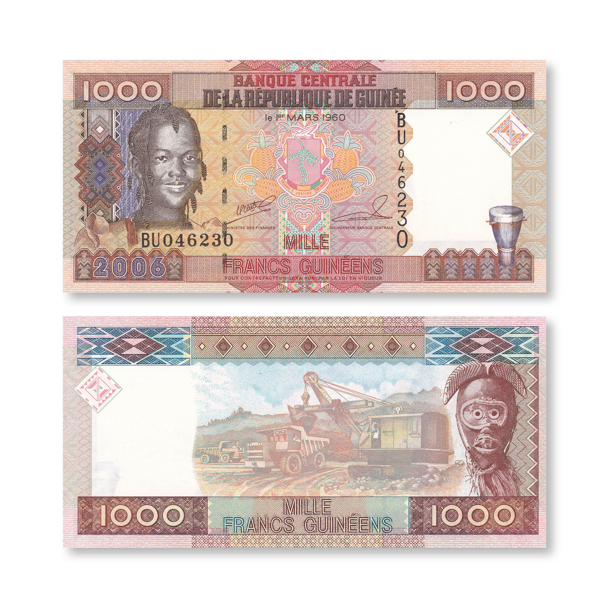 Guinea 1000 Francs, 2006, B329a, P40, UNC - Robert's World Money - World Banknotes