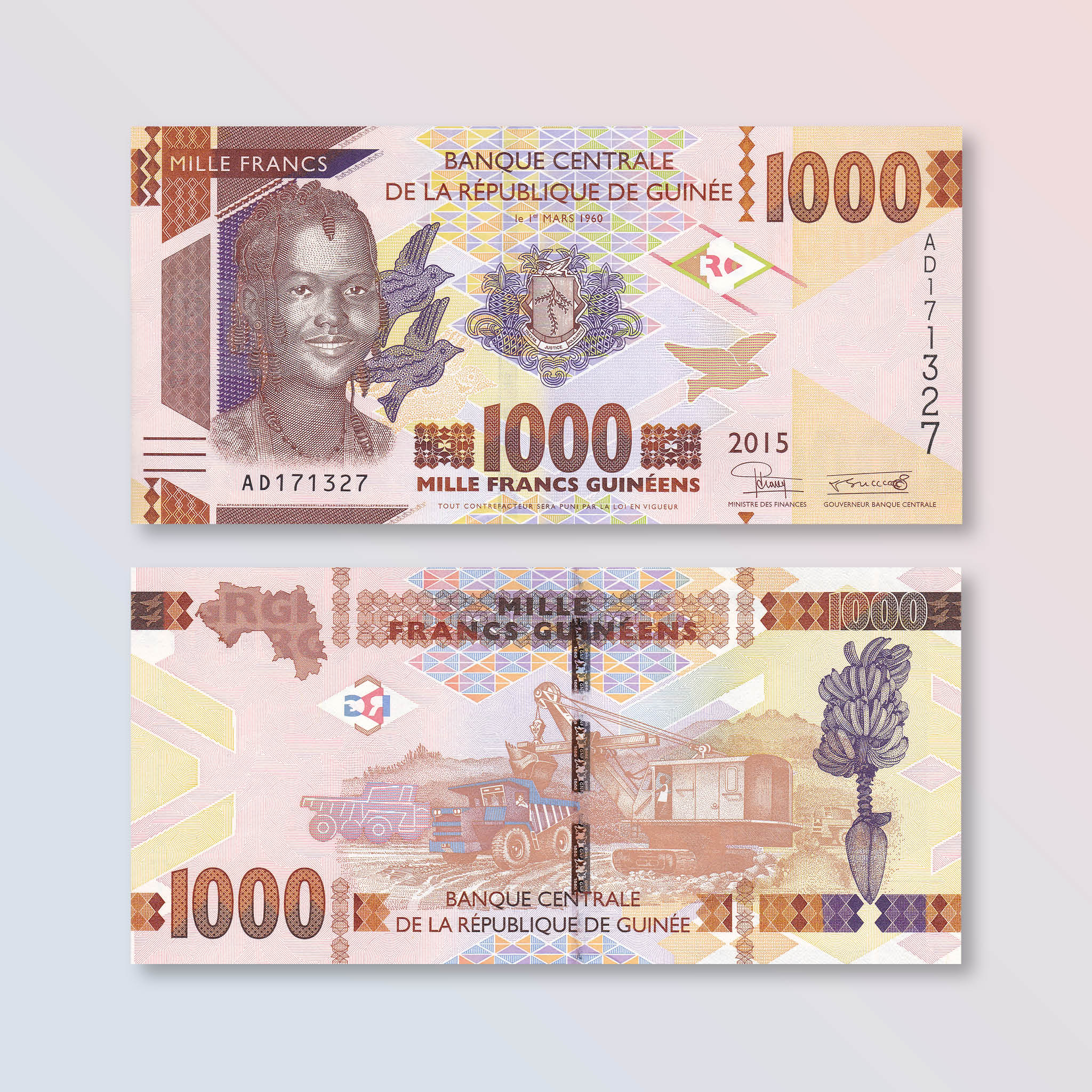 Guinea 1000 Francs, 2015, B339a, P48a, UNC - Robert's World Money - World Banknotes