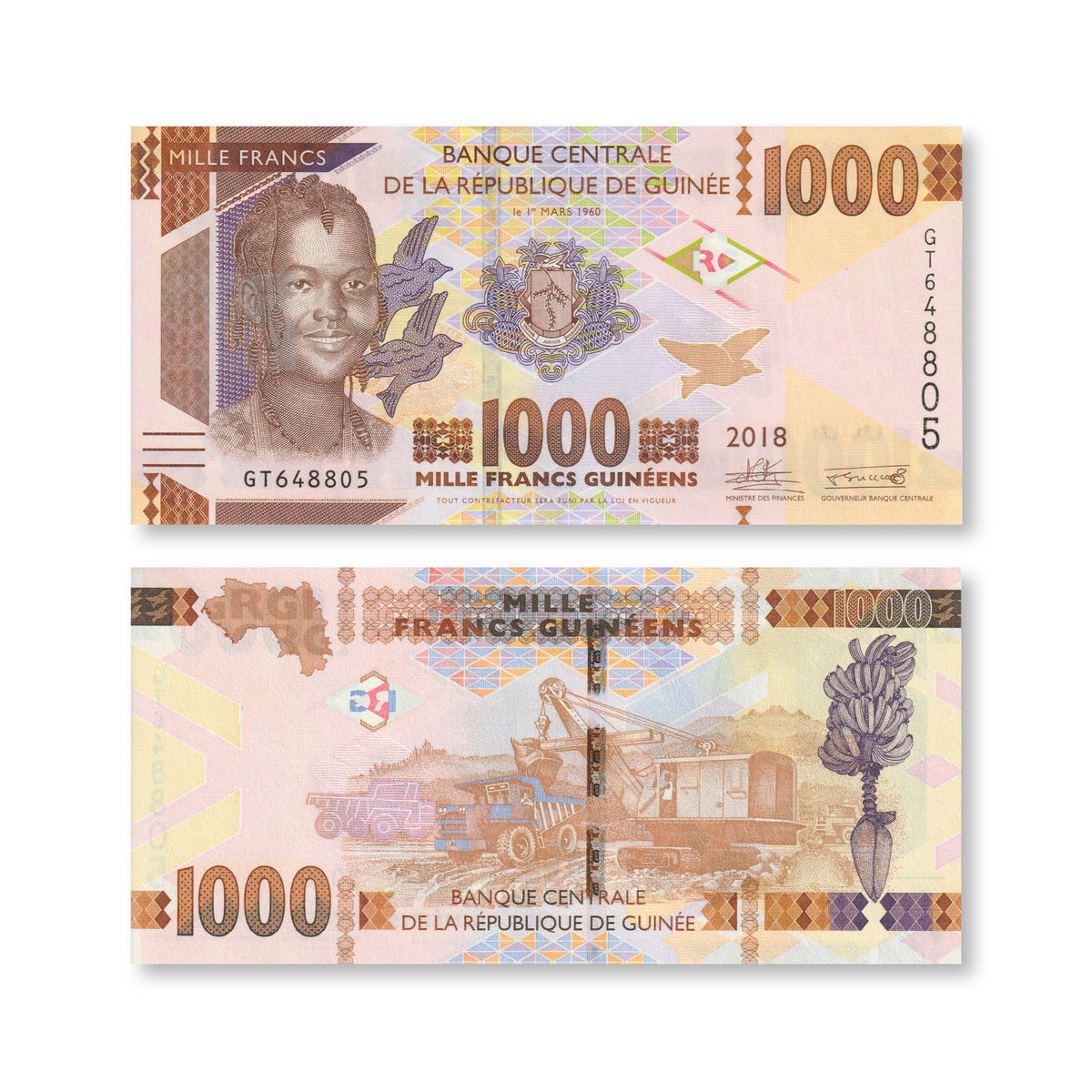 Guinea 1000 Francs, 2018, B339c, P48, UNC - Robert's World Money - World Banknotes