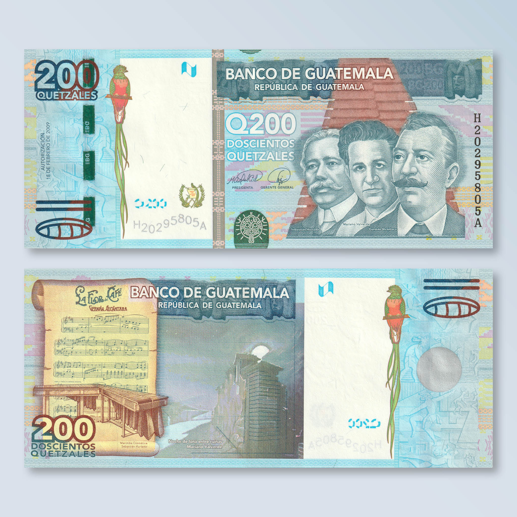 Guatemala 200 Quetzales, 2009, B602a, P120, UNC - Robert's World Money - World Banknotes