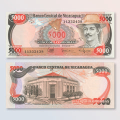Nicaragua 5000 Córdobas, 1985, B440a, P146, UNC - Robert's World Money - World Banknotes