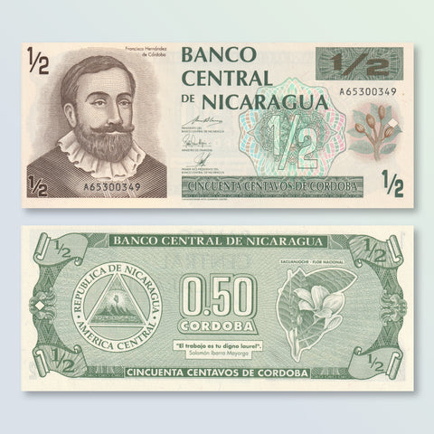Nicaragua Half Córdoba, 1992, B466a, P172, UNC - Robert's World Money - World Banknotes