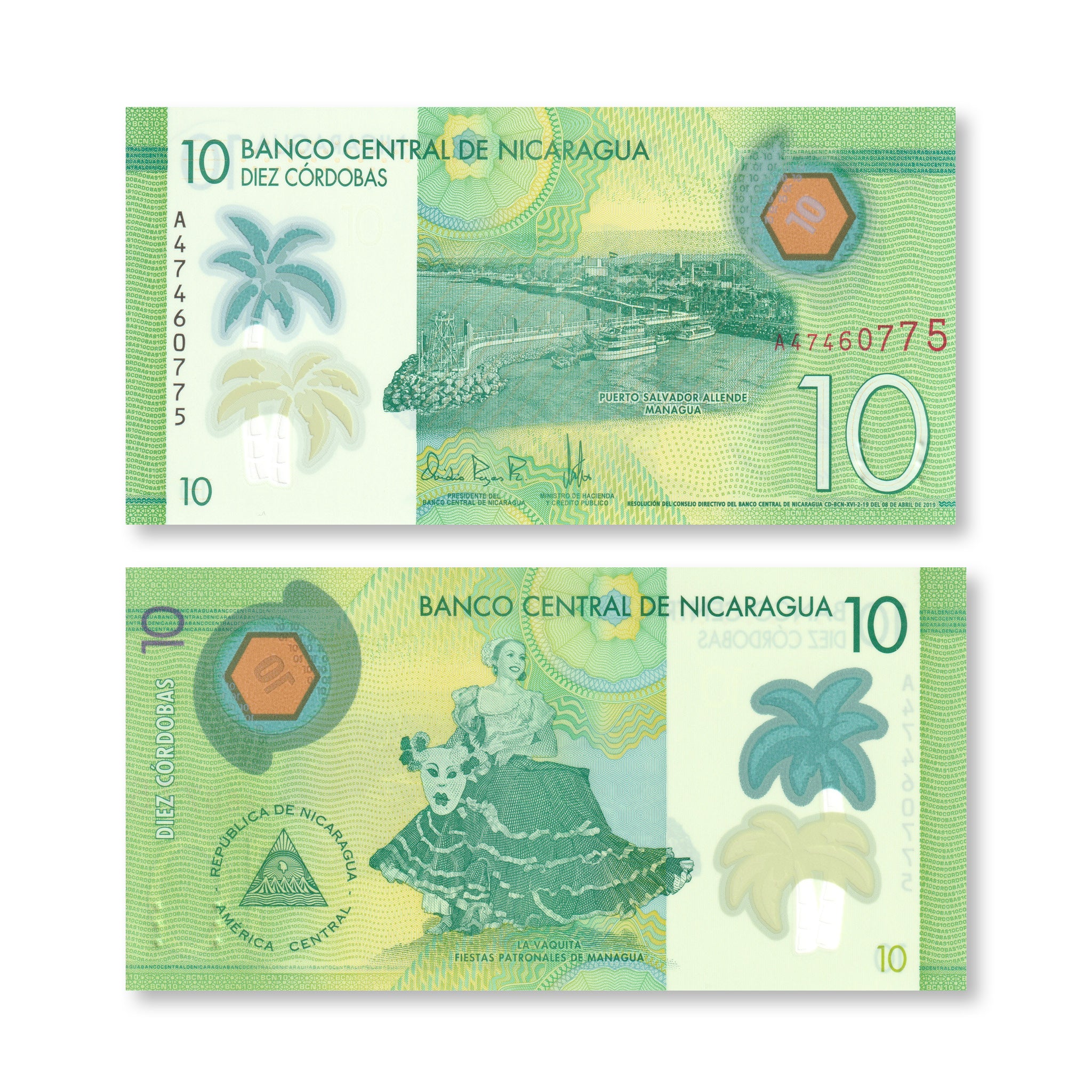 Nicaragua 10 Córdobas, 2019, B506b, P209, UNC - Robert's World Money - World Banknotes