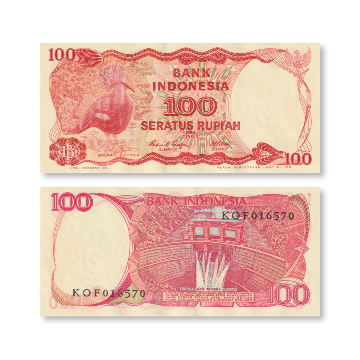 Indonesia 100 Rupiah, 1984, B580a, P122a, UNC - Robert's World Money - World Banknotes