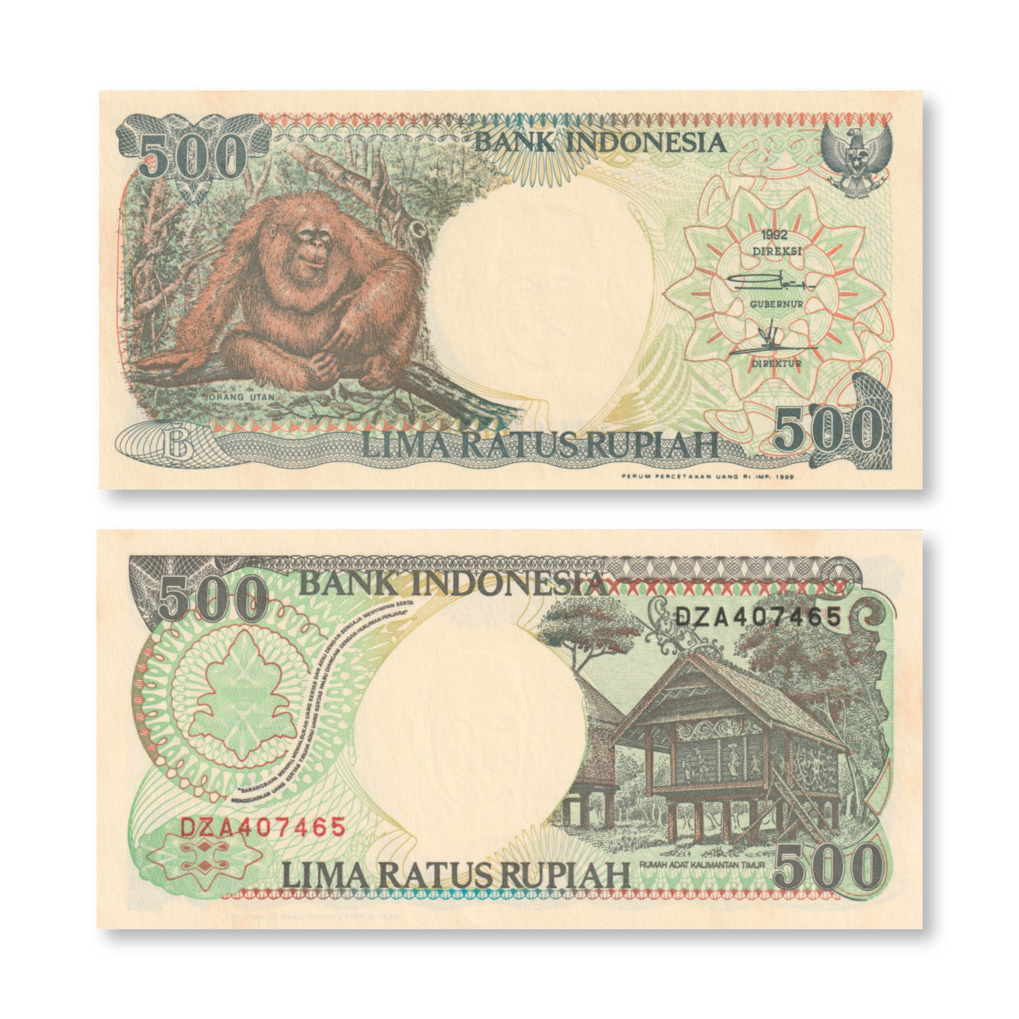 Indonesia 500 Rupiah, 1992/1999, B586h, P128h, UNC - Robert's World Money - World Banknotes