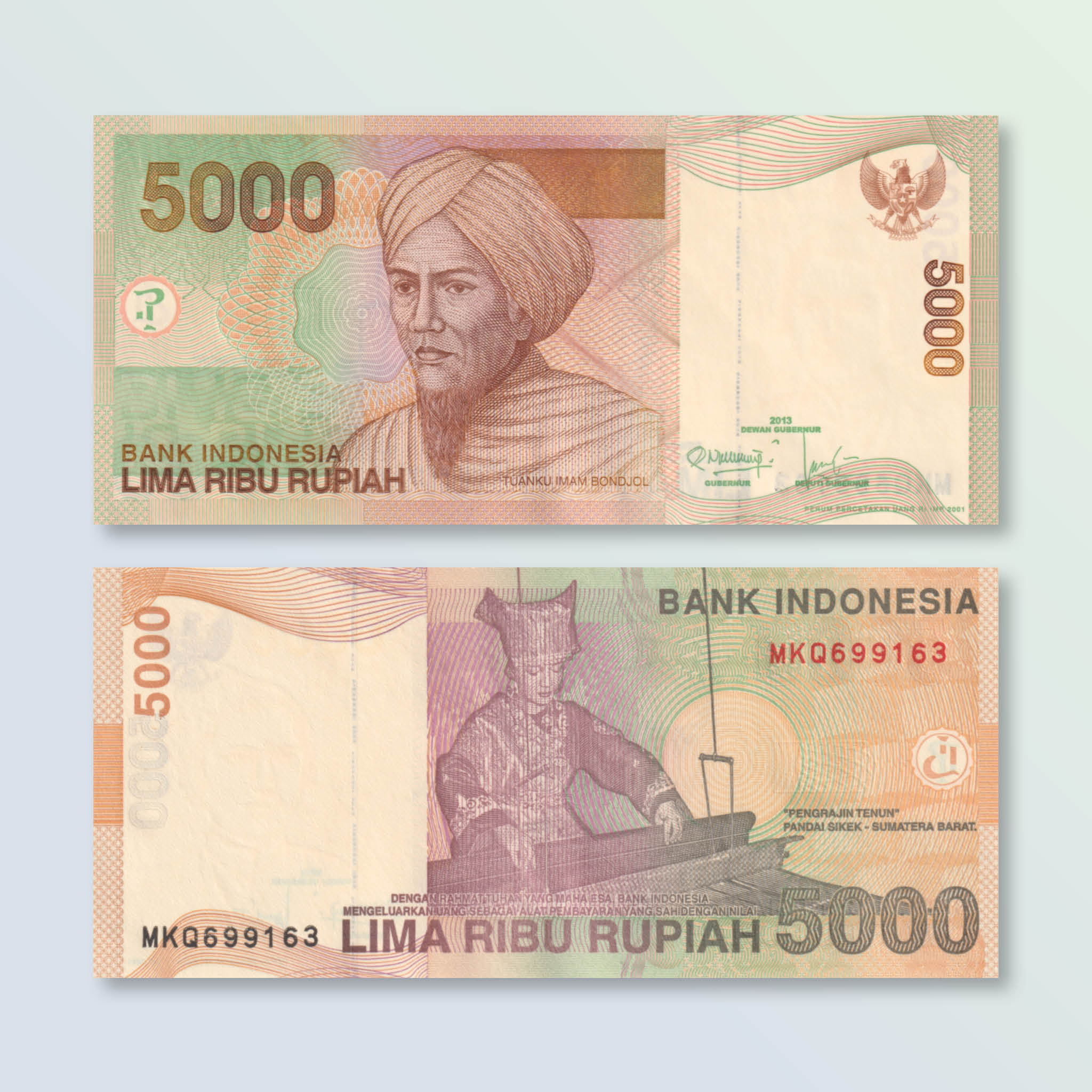 Indonesia 5000 Rupiah, 2013/2001, B599m, P142m, UNC - Robert's World Money - World Banknotes