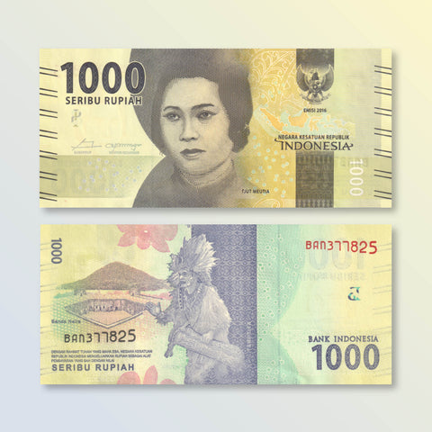 Indonesia 1000 Rupiah, 2016/2016, B609a, P154a, UNC - Robert's World Money - World Banknotes
