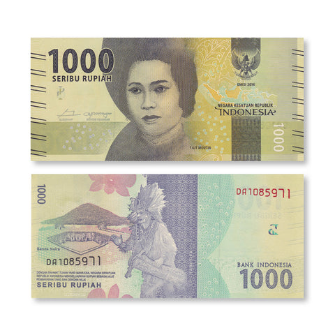 Indonesia 1000 Rupiah, 2016/2017, B609b, P154b, UNC - Robert's World Money - World Banknotes
