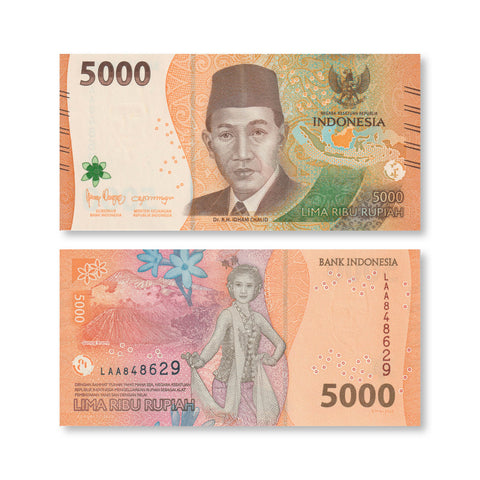 Indonesia Full Set: 1,000–100,000 Rupiah, 2022, B617–B623, UNC - Robert's World Money - World Banknotes