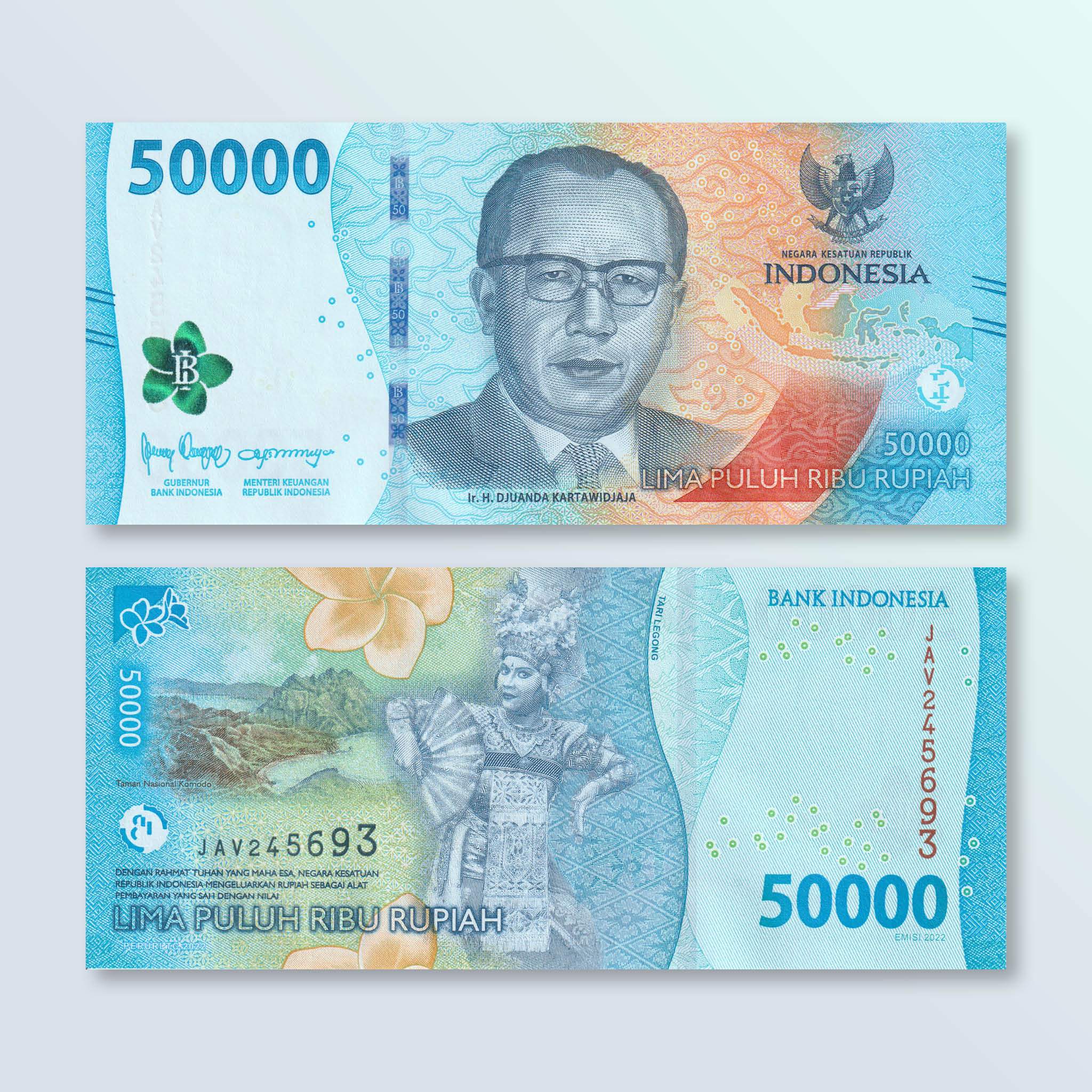 Indonesia 50000 Rupiah, 2022, B622a, UNC - Robert's World Money - World Banknotes